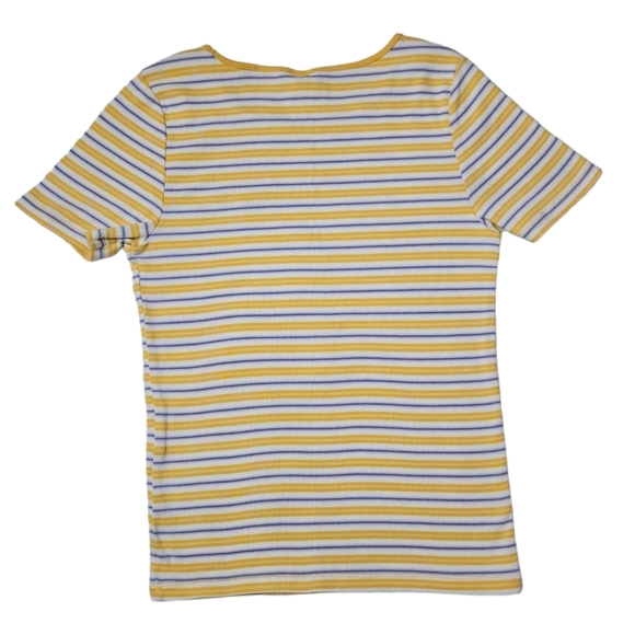 Levi's Yellow Ribbed Stripe Tee Shirt Size S - Picture 2 of 3